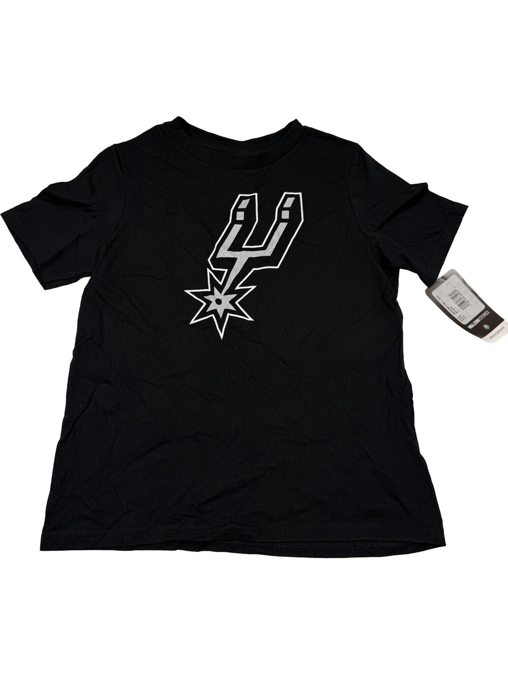 San Antonio Spurs T-Shirt Youth Boys Size 7 Black Cotton NBA Tee NWT